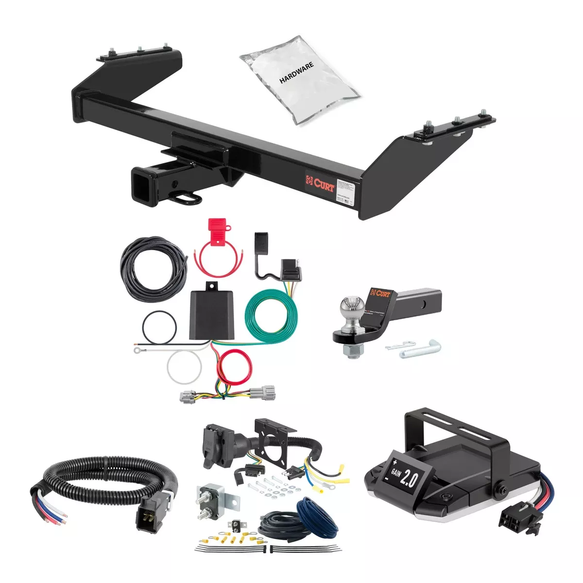00-04 Nissan 2-door, short bed 2 CURT Trailer Hitch + Assure Proportional Brake Controller Kit HBCW2018