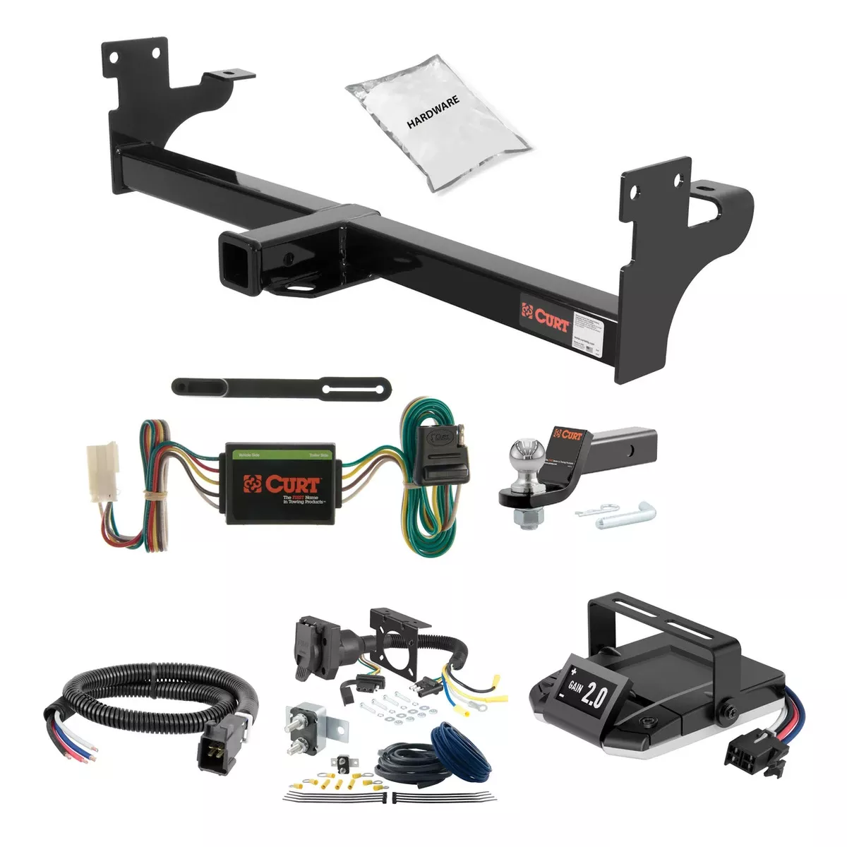 01-03 ISUZU Rodeo Sport With door mounted spare 2 CURT Trailer Hitch + Assure Proportional Brake Controller Kit HBCW1521