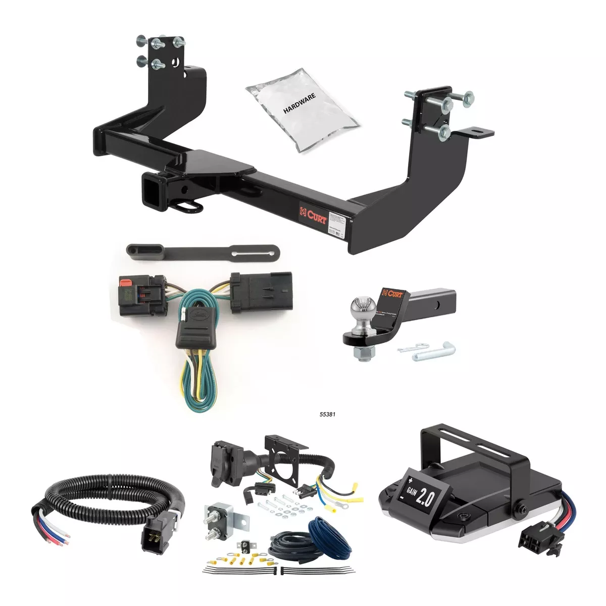 03-06 Freightliner Sprinter 118" and 140" WB with single rear wheels, 158" WB 2 CURT Trailer Hitch + Assure Proportional Brake Controller Kit HBCW1002