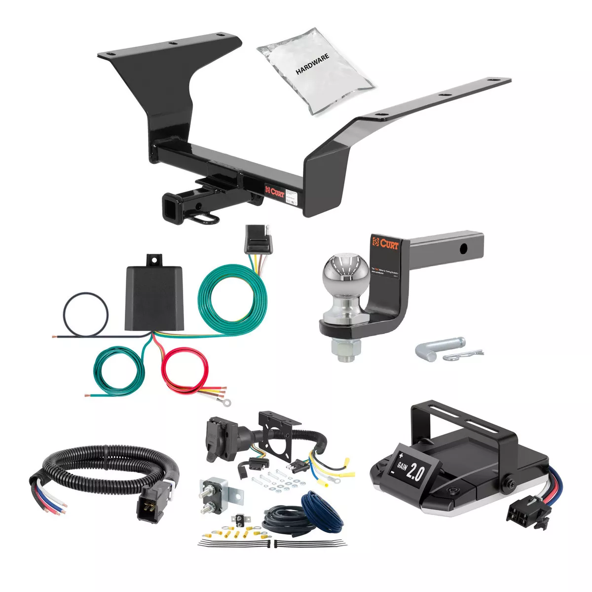 04-09 HONDA S20001.25 CURT Trailer Hitch + Assure Proportional Brake Controller Kit HBCW1392