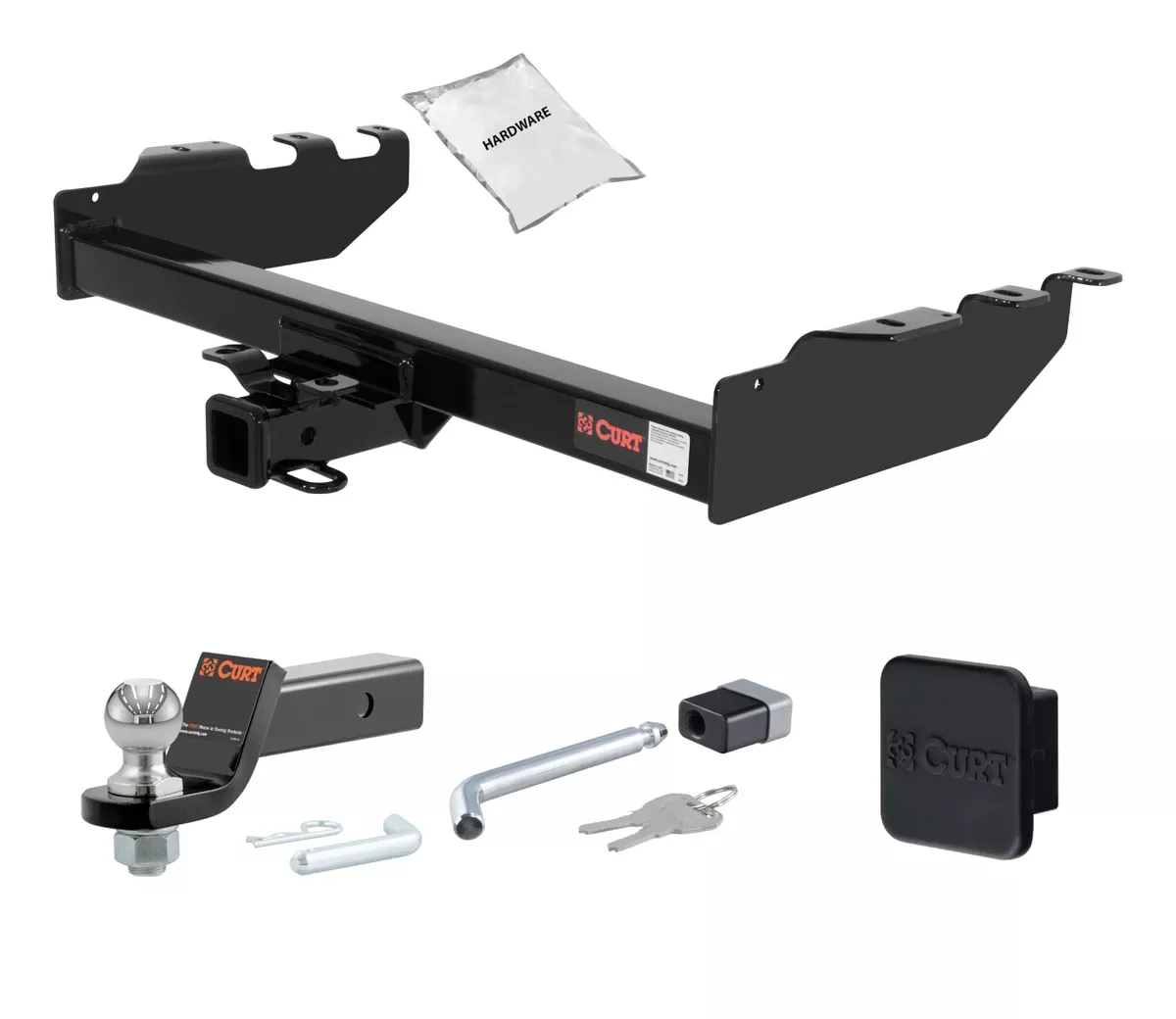 07 - 07 Chevrolet Silverado 1500 HD Classic Excluding roll pan bumper, Tommy Gate lift or 10" drop bumper 2in. CURT Trailer Hitch + Ball Mount + Cover + Lock Kit HWA440