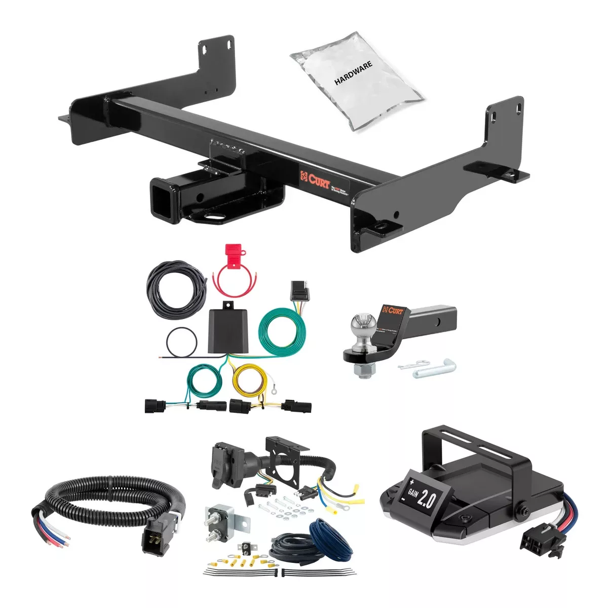 15-24 Ford Transit-250 2 CURT Trailer Hitch + Assure Proportional Brake Controller Kit HBCW993