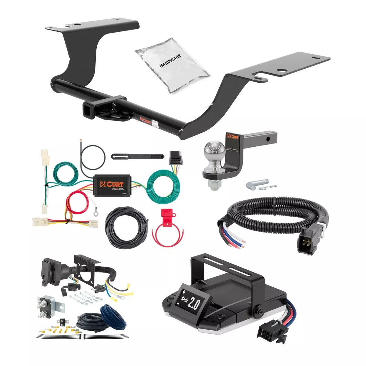 16-20 KIA Optima 1.25 CURT Trailer Hitch + Assure Proportional Brake Controller Kit HBCW1601
