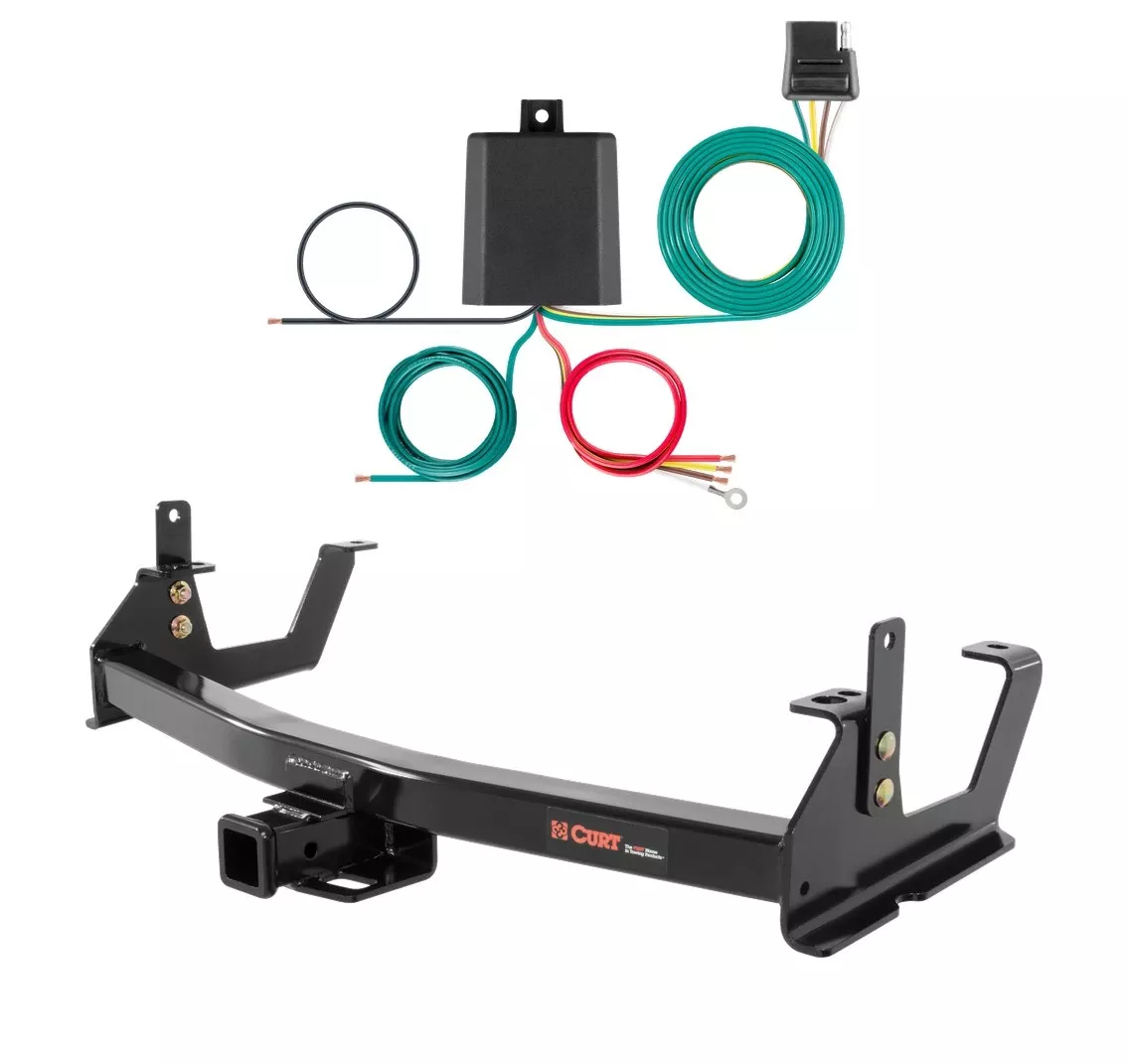 2015 - 2019 GMC Sierra 2500 HD 6' bed, excluding factory receiver, Tommy Gate lift or cab & chassis Curt 2", Class 3 Trailer Tow Hitch + 4-flat Wiring Kit 13178