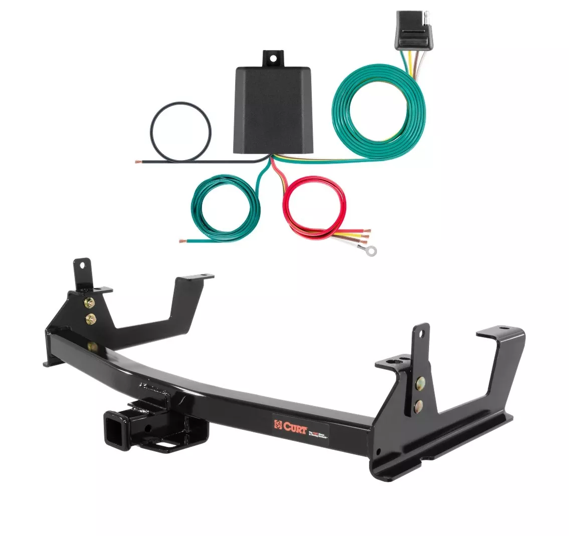 2015 - 2019 GMC Sierra 2500 HD 8' bed, excluding factory receiver, Tommy Gate lift or cab & chassis Curt 2", Class 3 Trailer Tow Hitch + 4-flat Wiring Kit 13187