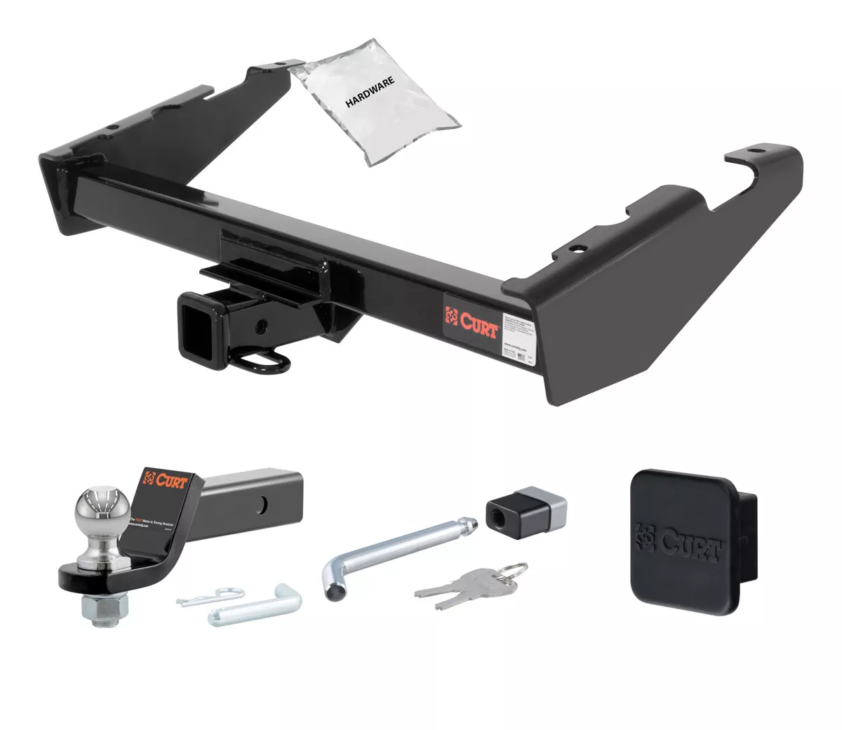 73 - 91 Chevrolet 2in. CURT Trailer Hitch + Ball Mount + Cover + Lock Kit HWA593