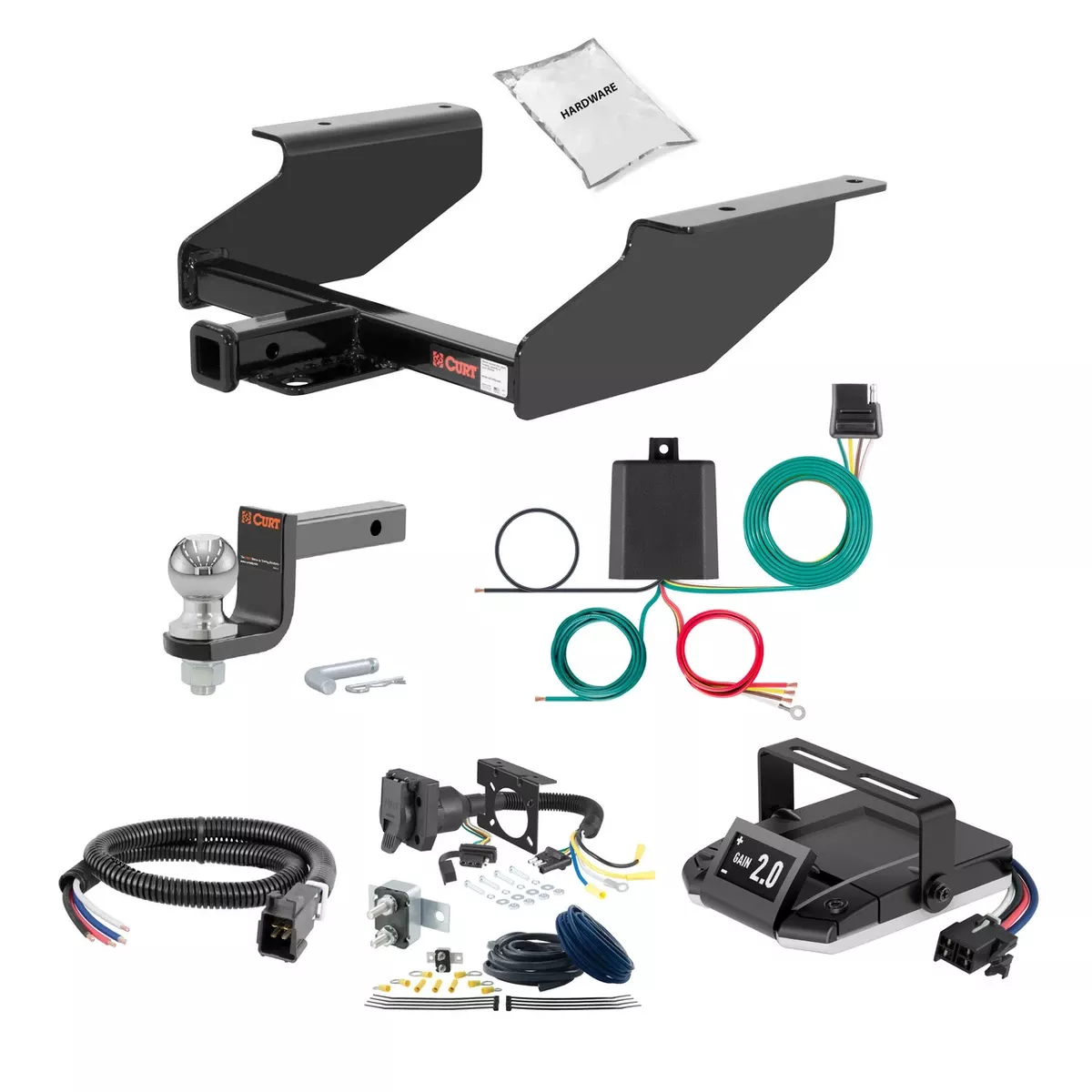 99-01 Hyundai Sonata 1.25 CURT Trailer Hitch + Assure Proportional Brake Controller Kit HBCW1452