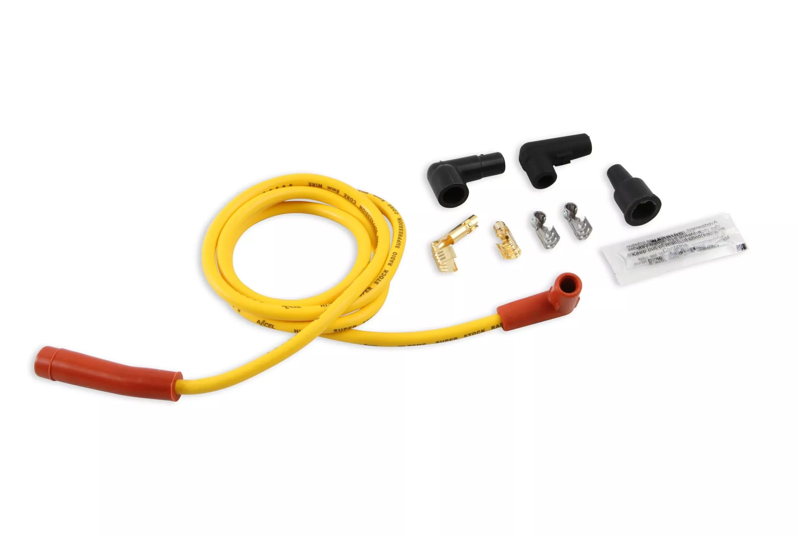 Accel 170500 Single Wire Replacement Kit - Straight And 90° Spark Plug Boots - Universal - Yellow