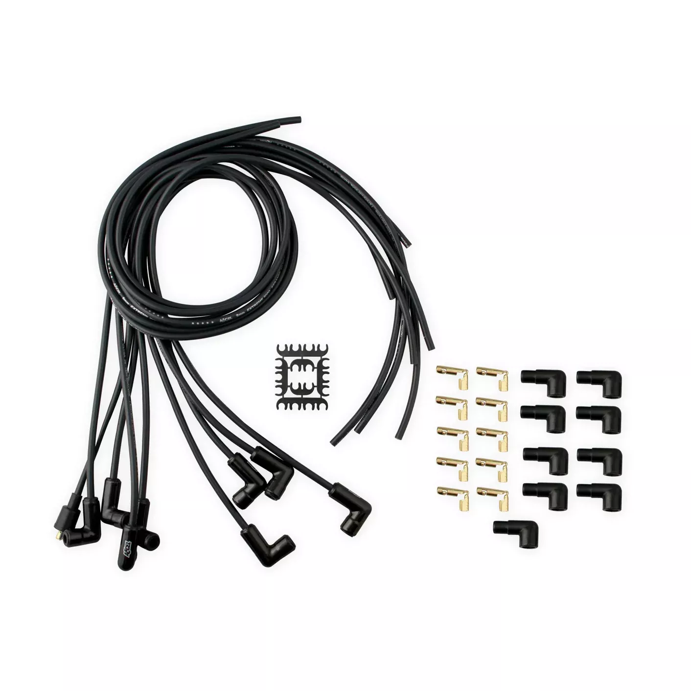 ACCEL Extreme 9000 Ceramic Spark Plug Wire Set - Spiral Core - 8 mm - Black - 90 Degree Plug Boots - HEI/Socket Style - Cut-To-Fit - Black Boots - V8