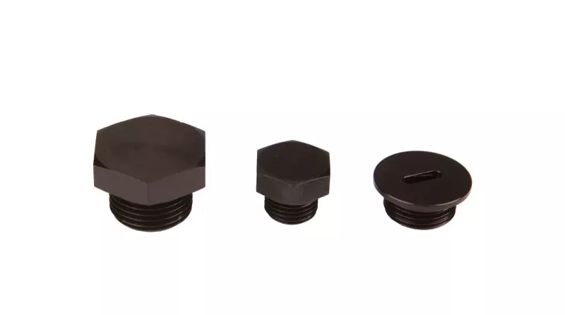 Aeromotive Aluminum Hex Head Plug -10 AN O-Ring - Black