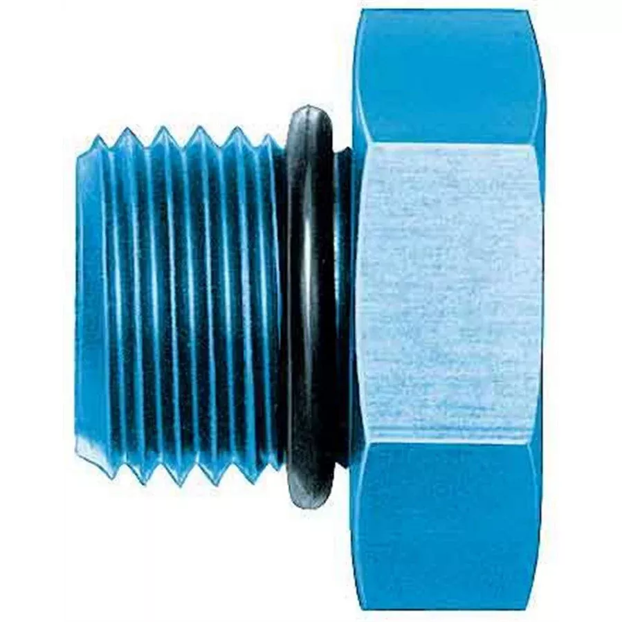 Aeroquip Aluminum Hex Head Plug -3 AN O-Ring - Blue