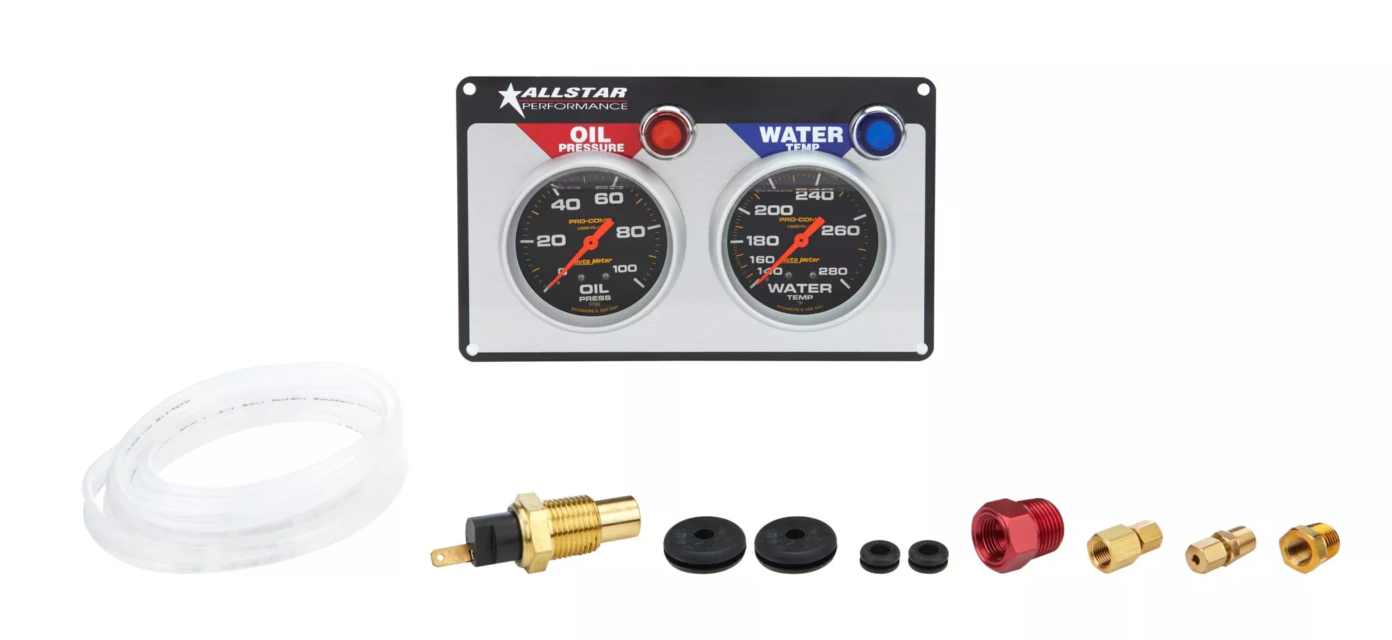 Allstar Performance AutoMeter Pro-Comp Liquid-Filled 2 Gauge Panel - WT/OP