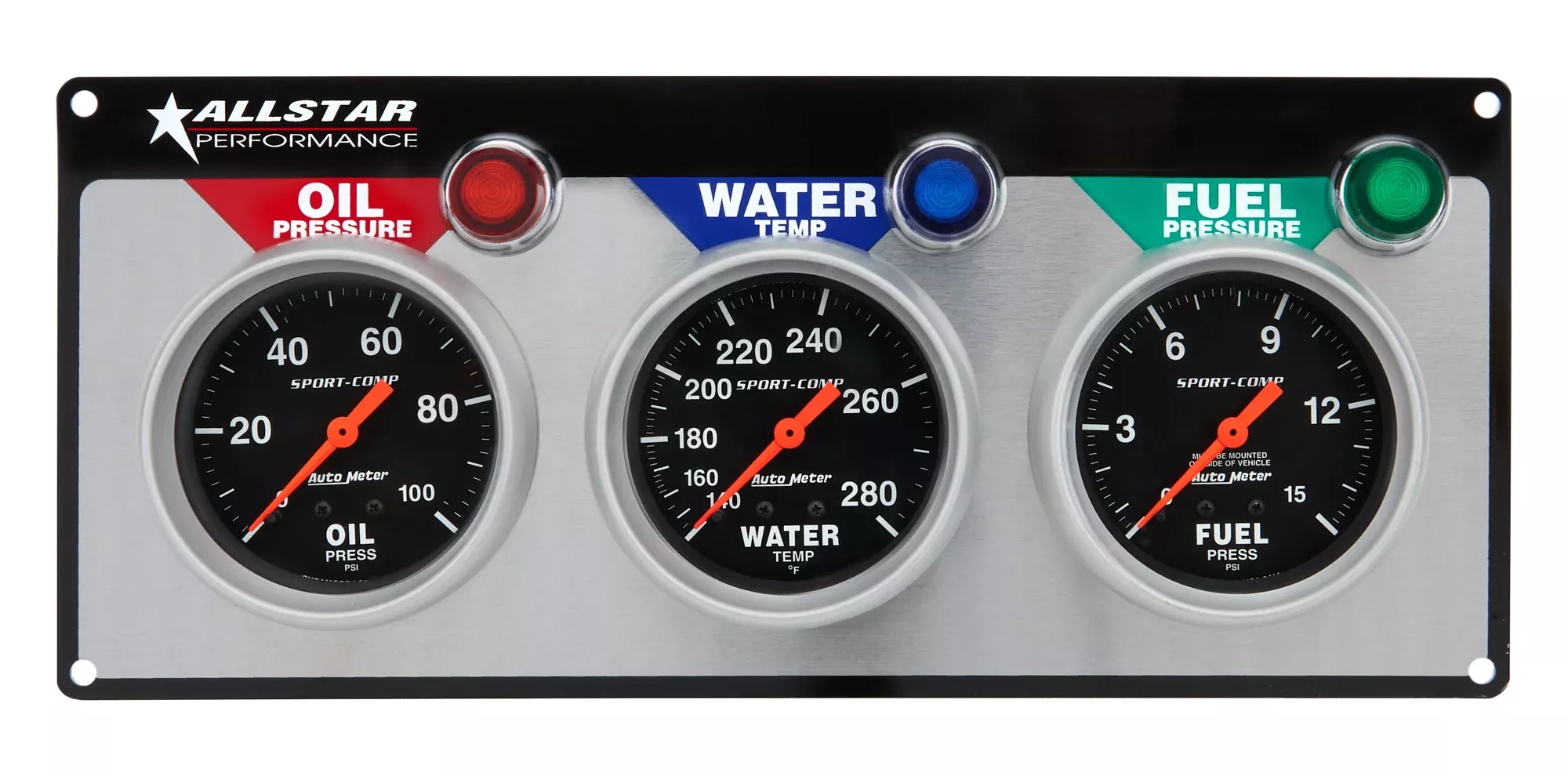 Allstar Performance AutoMeter Sport-Comp 3 Gauge Panel - OP/WT/FP