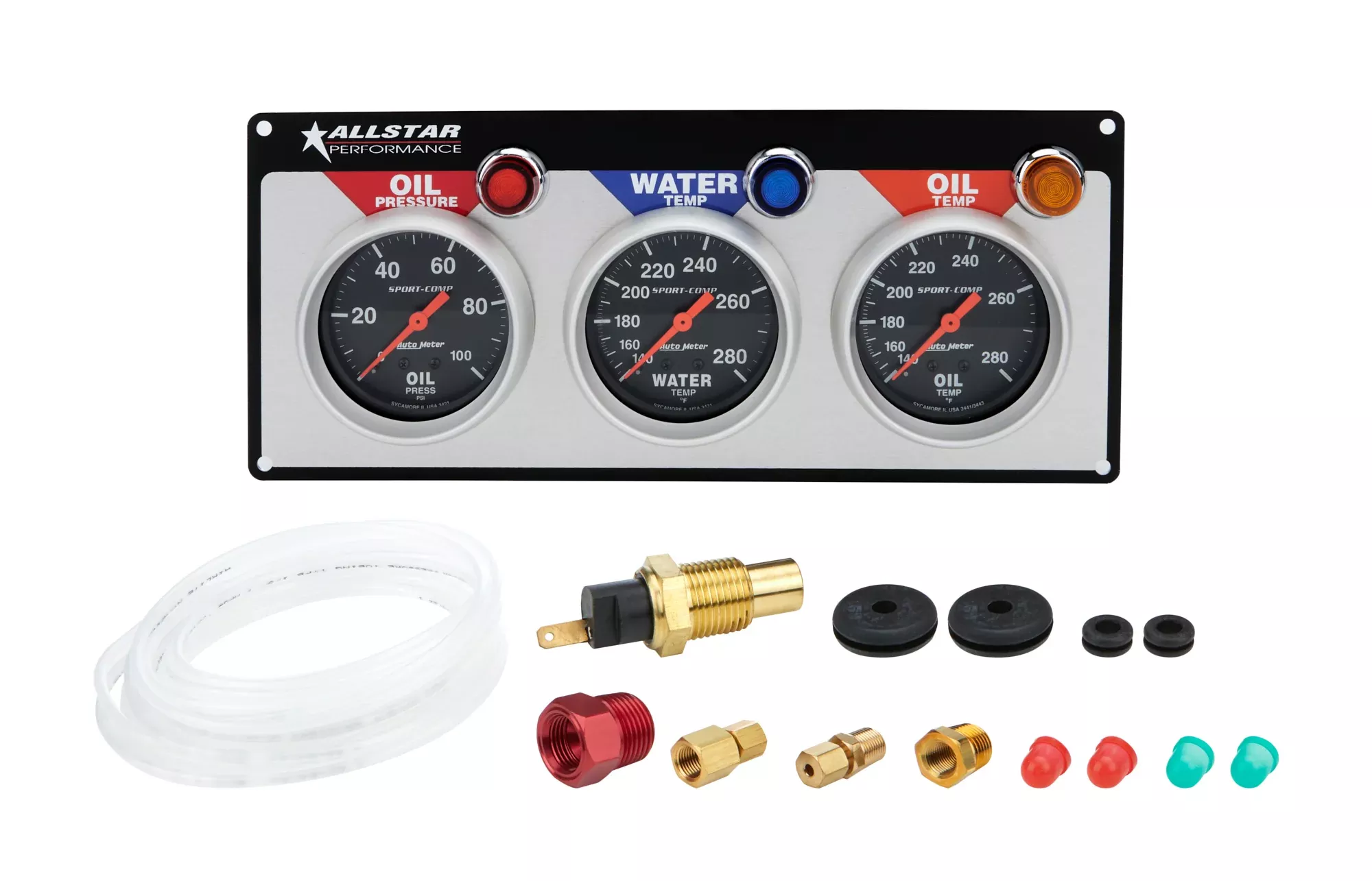 Allstar Performance AutoMeter Sport-Comp 3 Gauge Panel - OP/WT/OT