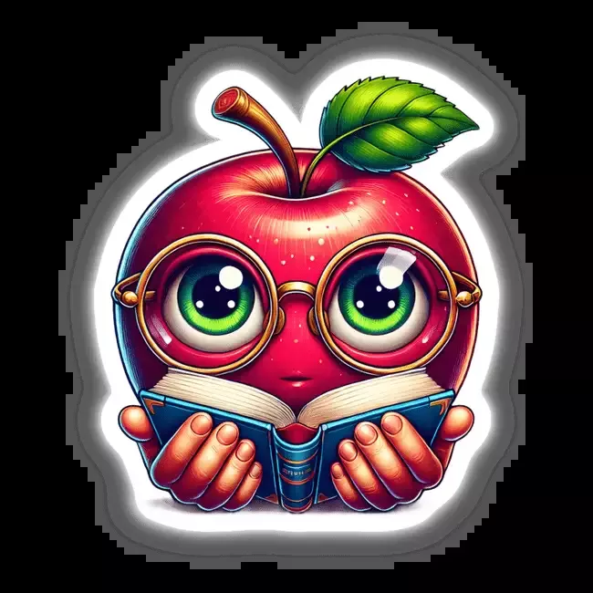 Apple in Reading Glasses with Book