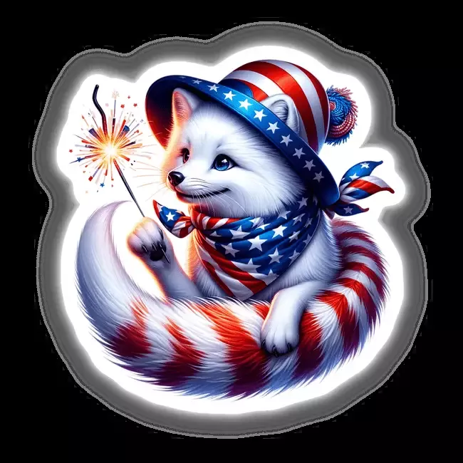 Arctic Fox Holding Sparkler 4th of July