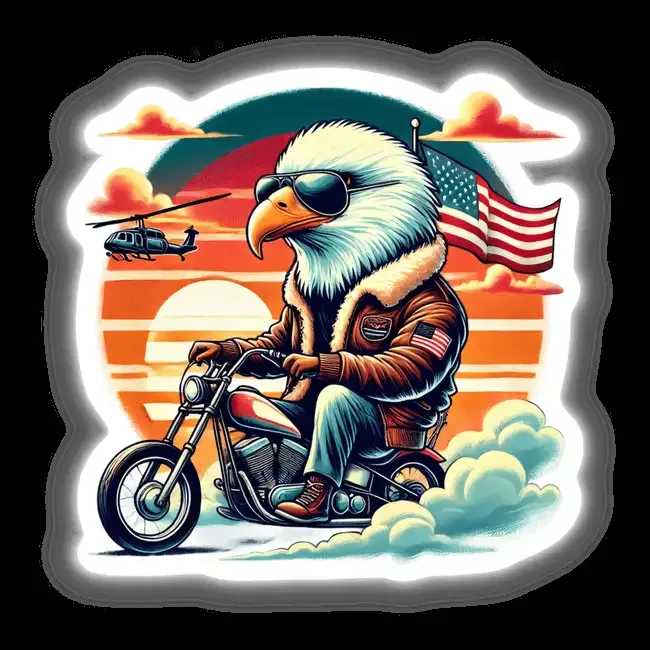 Aviator Eagle on a Chopper at Sunset
