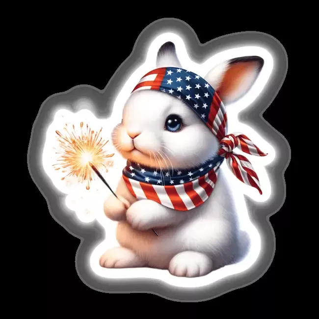 Baby Bunny Holding Sparkler 4th of July