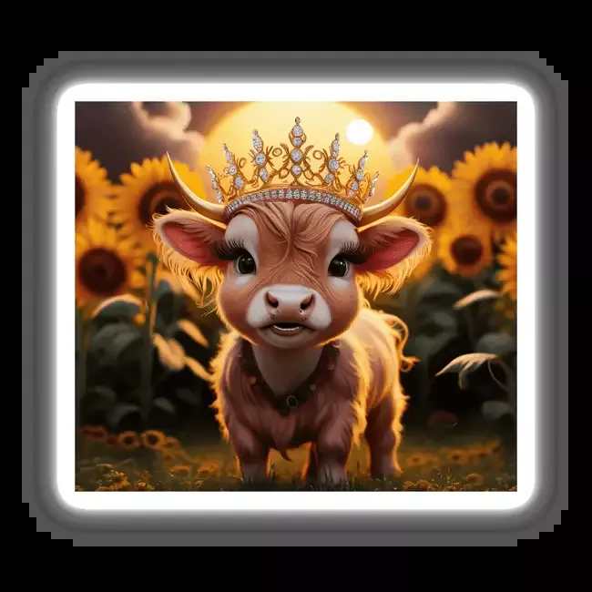 Baby Highland Cow Crown Sunflowers
