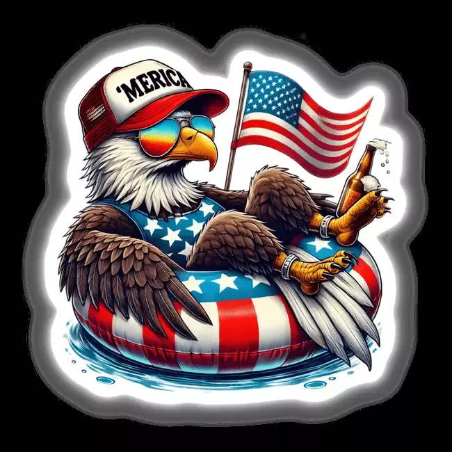 Bald Eagle American Flag Float Merica