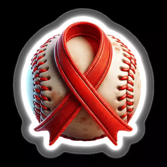 Baseball Red Ribbon AIDS Awareness