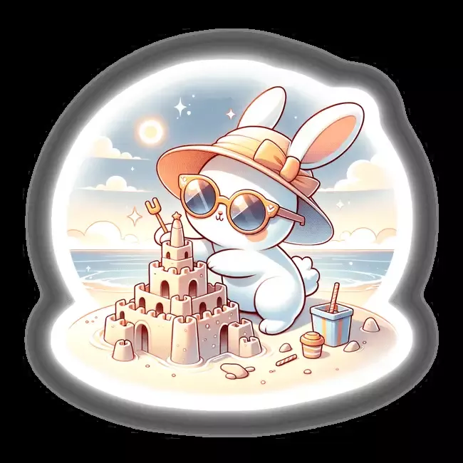 Beach Bunny Building a Sandcastle