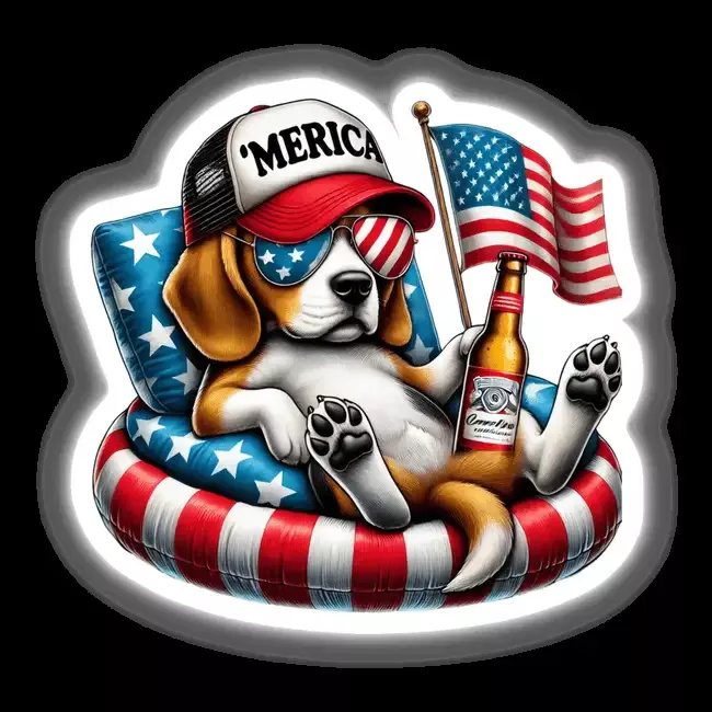 Beagle Dog American Flag Float Merica