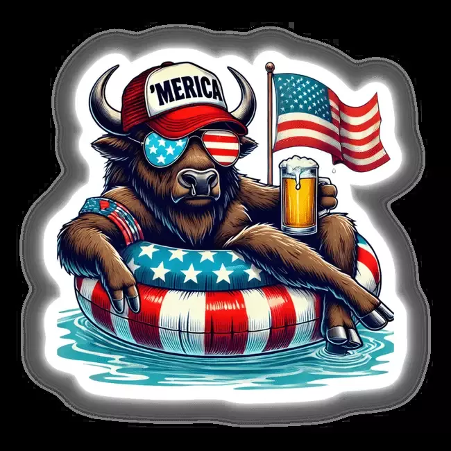 Bison American Flag Float Merica