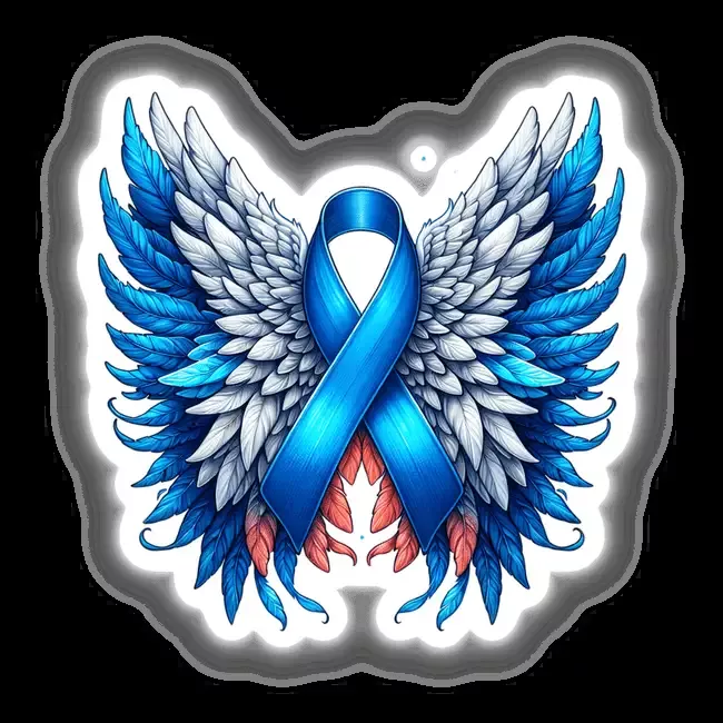 Blue Awareness Ribbon with Wings