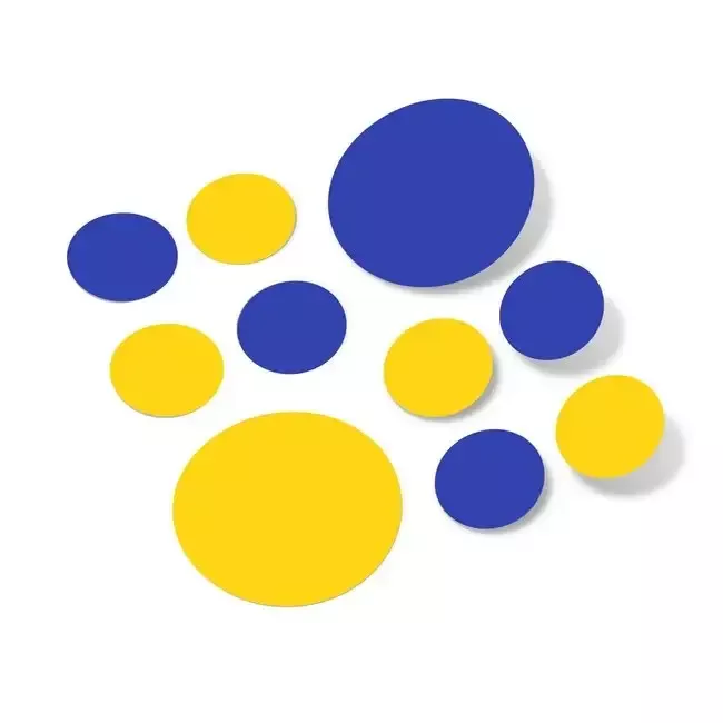 Blue / Yellow Polka Dot Circles Wall Decals