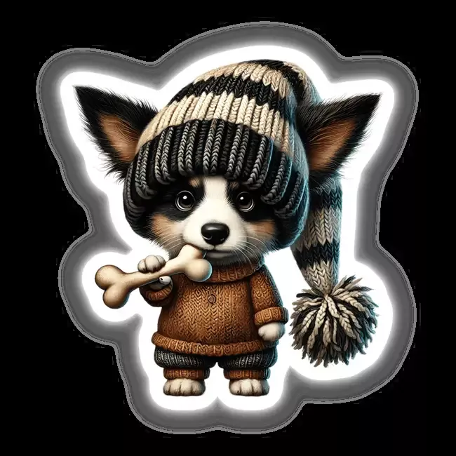 Border Collie Gnome Holding Dog Bone