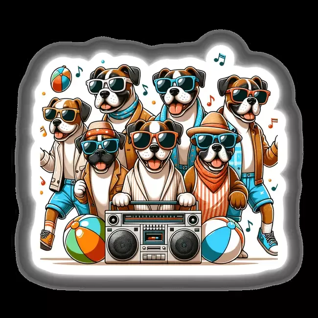 Boxer Dog Beach Party Sunglasses Boombox