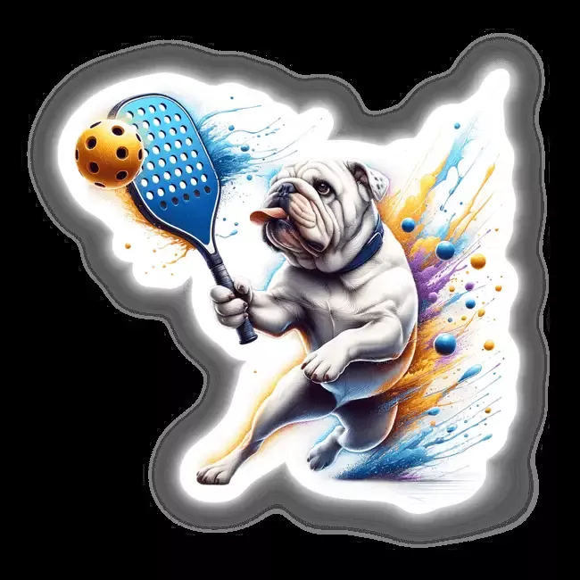 Bulldog Dog Playing Pickleball