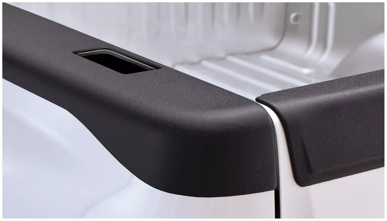 Bushwacker Ultimate Bedrail Caps - Smoothback W/ Stake Holes | 2-Piece Set, Black, Smooth Finish | 48521 | Fits 2007-2014 Chevrolet Silverado 1500, 2500 Hd, 3500 Hd W/ 6.6' Bed