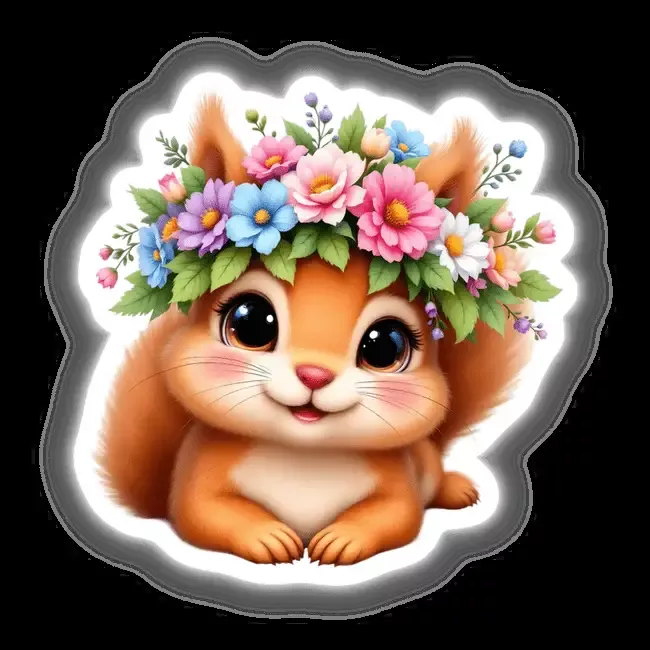 Charming Squirrel with a Flower Crown