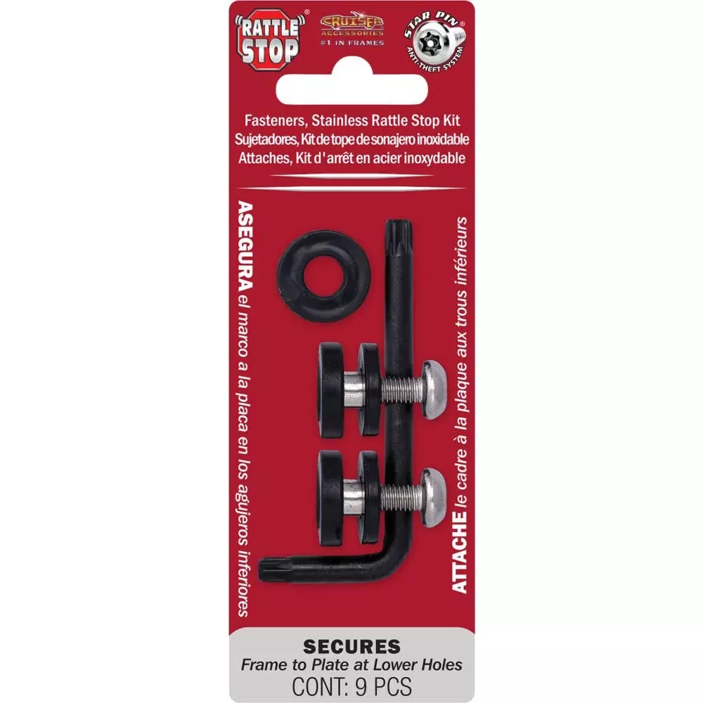 Cruiser Accessories 81400 Locking Fasteners License Plate Frame Hardware, Rattle Stop-Stainless Star Pin
