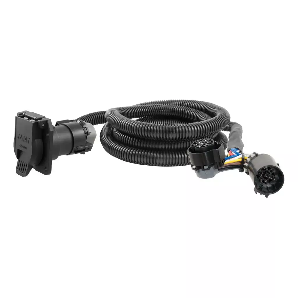CURT 57008 7' Custom Wiring Extension Harness (Adds 7-Way RV Blade to Truck Bed, Packaged)