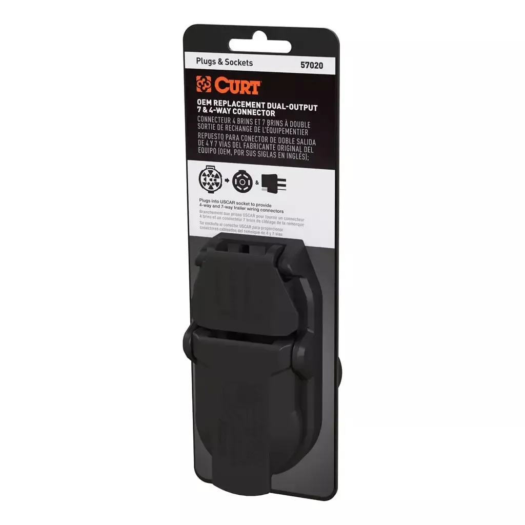 CURT 57020 OEM Replacement Dual-Output 7 & 4-Way Connector (Plugs into Any USCAR)