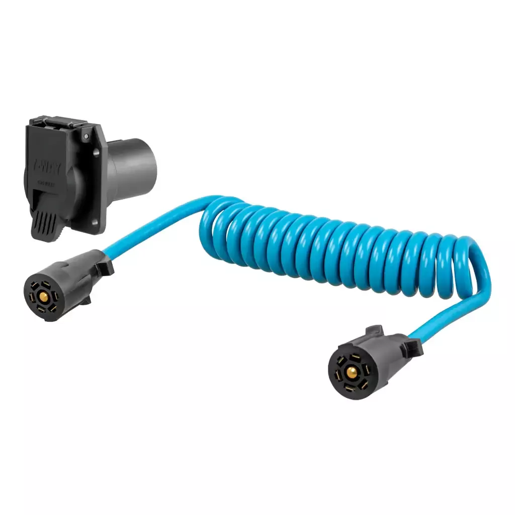 CURT 57284 8' Dinghy Towing Electrical Adapter & Socket (7-Way RV Blade, Fits USCAR)