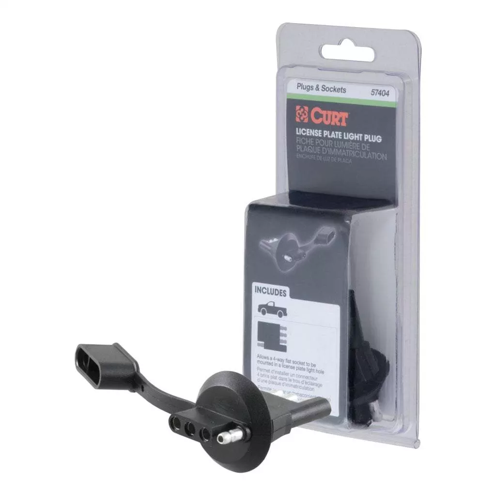 CURT 57404 4-Way Flat License Plate Light Plug Adapter (Packaged)