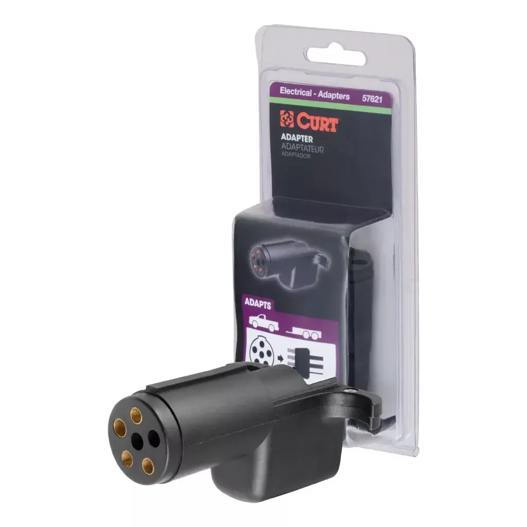CURT 57621 Electrical Adapter (6-Way Round Vehicle to 4-Way Flat Trailer)