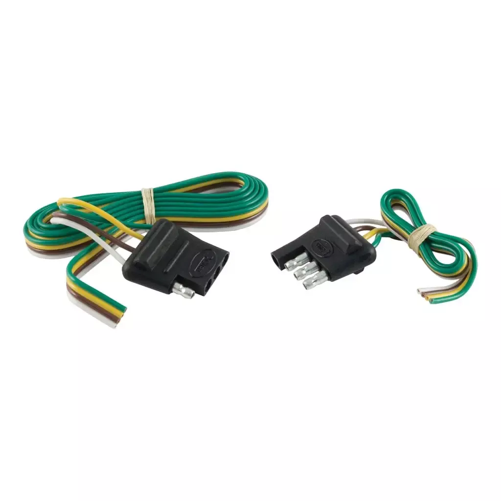 CURT 58042 4-Way Flat Connector Plug & Socket with 12" & 48" Wires (Bulk)