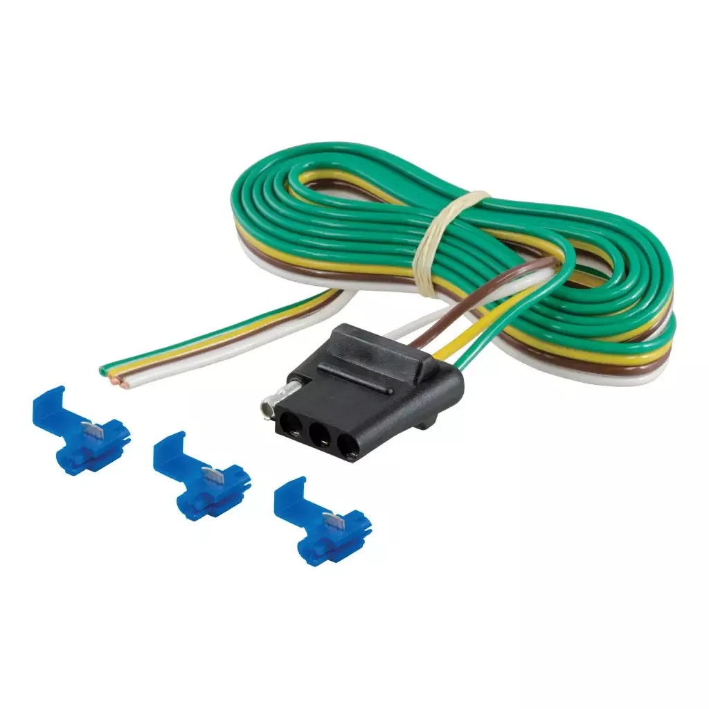 CURT 58044 4-Way Flat Connector Socket with 60" Wires & Hardware (Vehicle Side, Packaged)