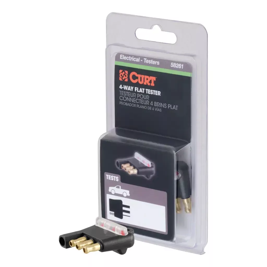 CURT 58261 4-Way Flat Connector Tester (Packaged)