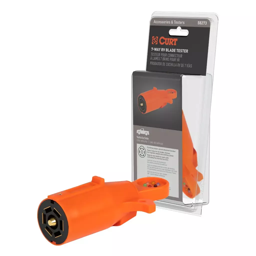 CURT 58273 7-Way RV Blade Connector Tester (Packaged)