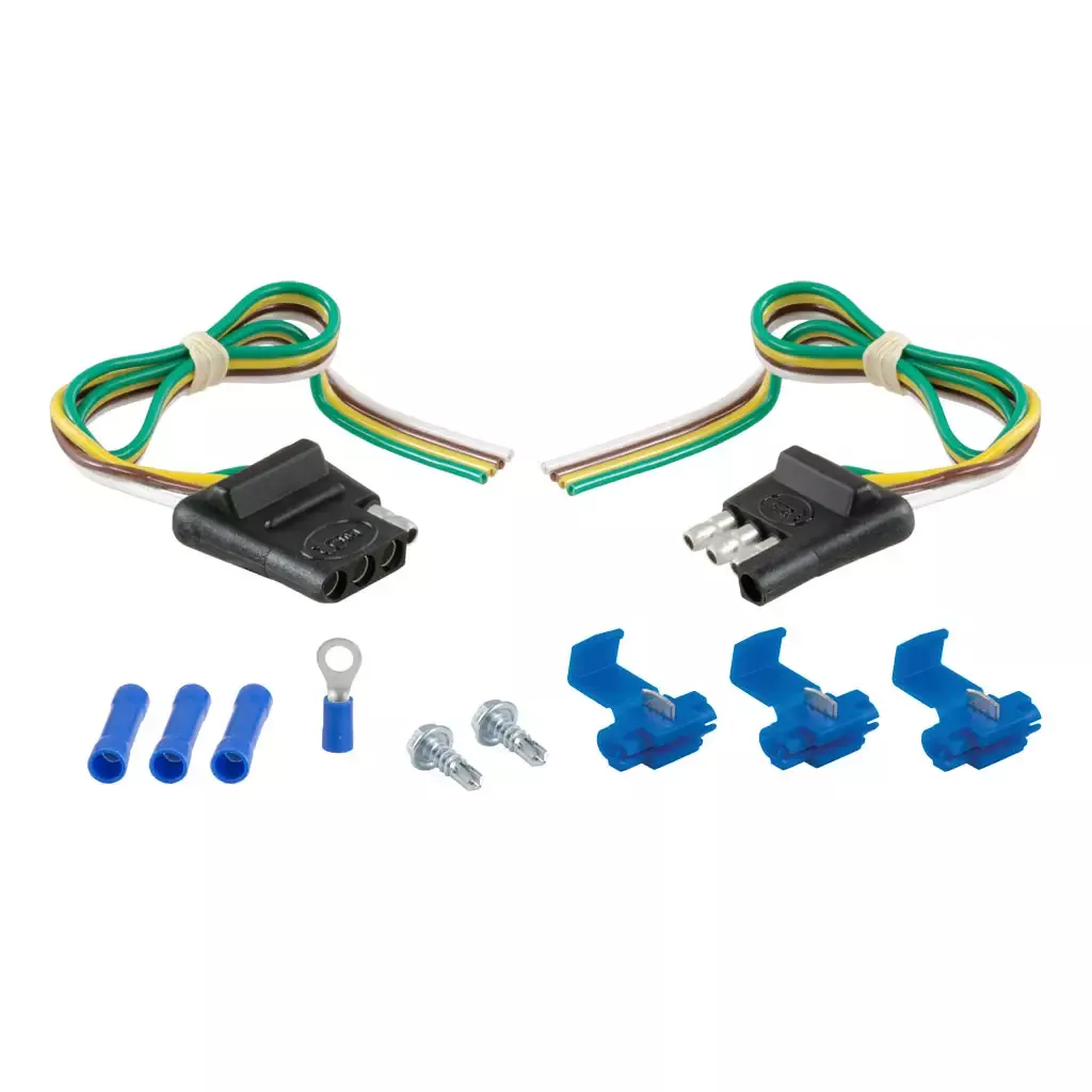 CURT 58344 4-Way Flat Connector Plug & Socket with 12" Wires Each & Hardware (Packaged)