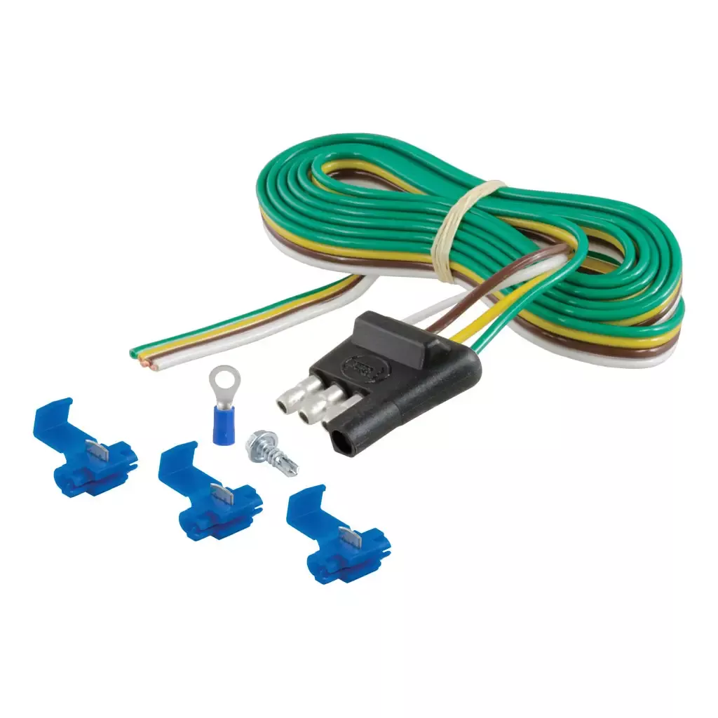 CURT 58349 4-Way Flat Connector Plug with 48" Wires & Hardware (Trailer Side, Packaged)