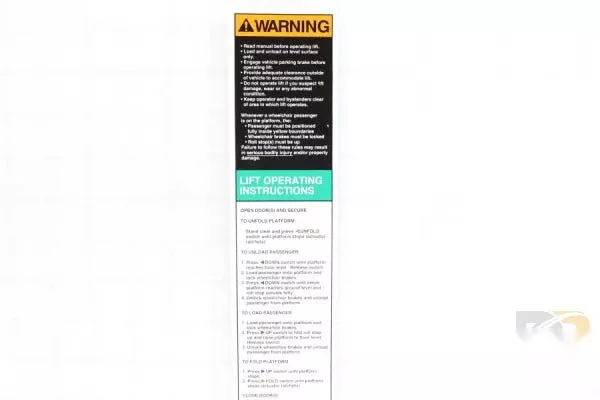 Decal-warn-op Instr L200-05 25857