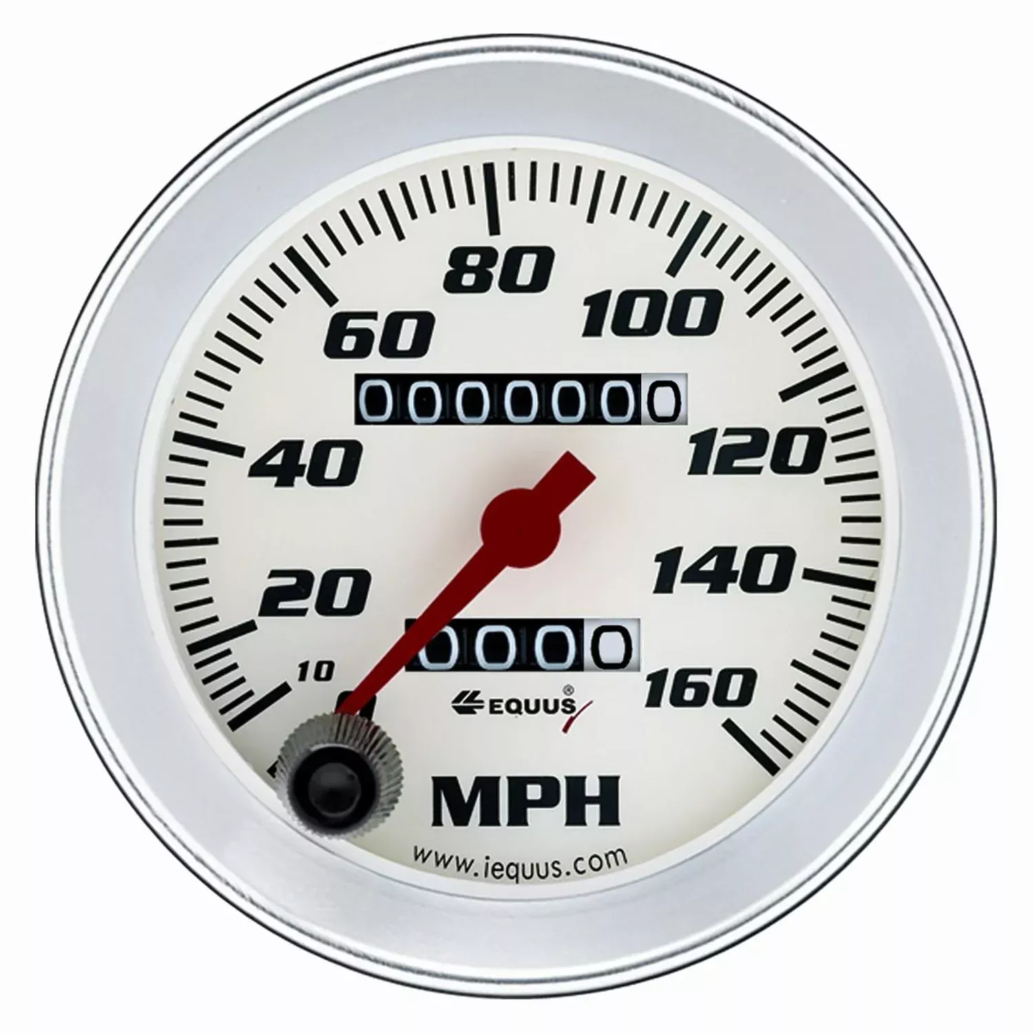 Equus 3-3/8 Speedometer White With Silver Bezel Equus 8076
