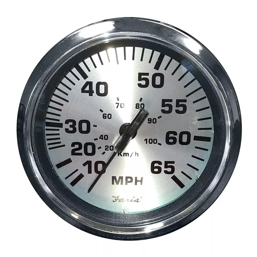Faria Beede Instruments 36010 Spun Speedometer Gauge 4 - Silver, 65 Mph
